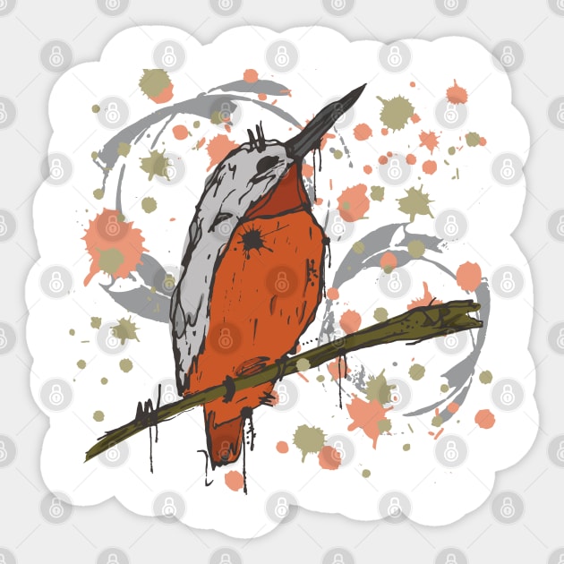 Small orange bird watercolor sketch Sticker by linespace-001